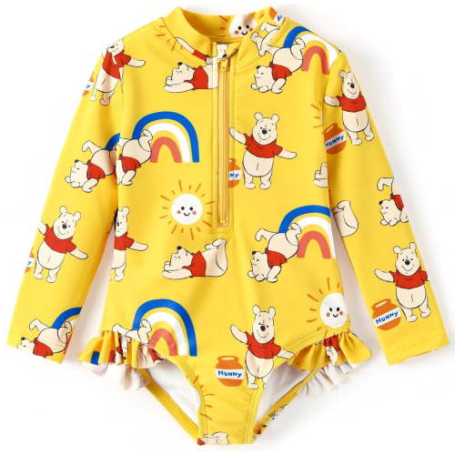 Disney Winnie the Pooh Toddler Boys Girls Swimsuits Zipper Rash Guard One Piece Bathing Suit Sizes 3M-6Y
