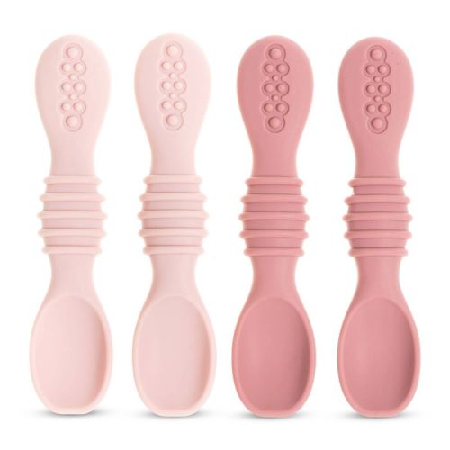 Silicone Baby Spoons for Baby Led Weaning 4-Pack, First Stage Baby Feeding Spoon Set Gum Friendly BPA Lead Phthalate and Plastic Free