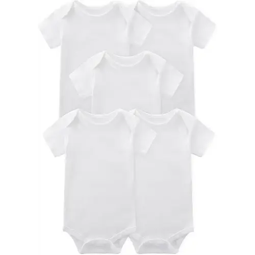 Bibimom Unisex Baby 5-pack Onesie Bodysuits Baby Boy Clothes Short Sleeve | Baby Clothes 0-24 Months White Black 100% Cotton Baby Onesie Outfits Registry Must Haves Essentials Gifts for Girls Boys
