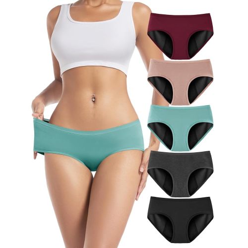 Period Underwear for Women Heavy Flow Soft Menstrual Panties Teens Ladies Leakproof Incontinence 5 Pack