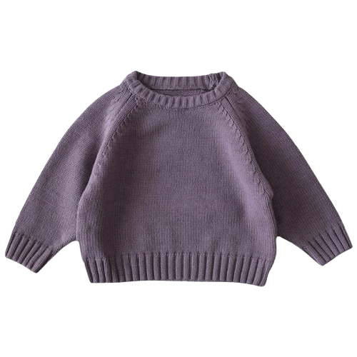 CYRBOKO Baby Boy's Knit Sweaters, Crew Neck Casual Winter Long Sleeve Kint Kids Purple Size 6-12 Months