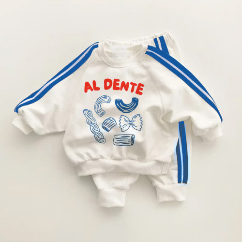 AL DENTE Baby Toddler Pasta Blue Striped 2-piece Set