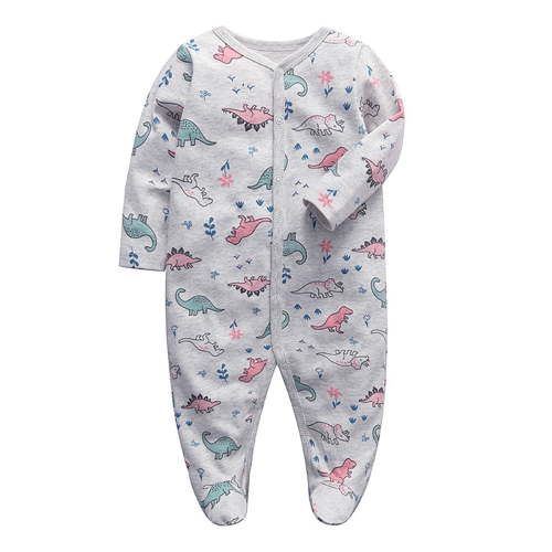 WIBACKER Newborn Baby Footed Pajamas 100% Cotton Infant Baby Snap Sleepers for Sleep and Play Footies 0-12 Months - Dinosaur