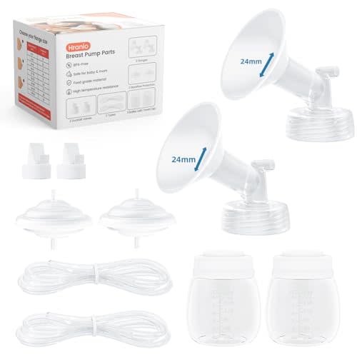 Hranio Breast Pump Parts Compatible with Spectra Replacement Pump Parts 24mm Flange, Spectra Pump Parts S1 S2 Replacements Full Set 2 Set (Full SET-24MM)