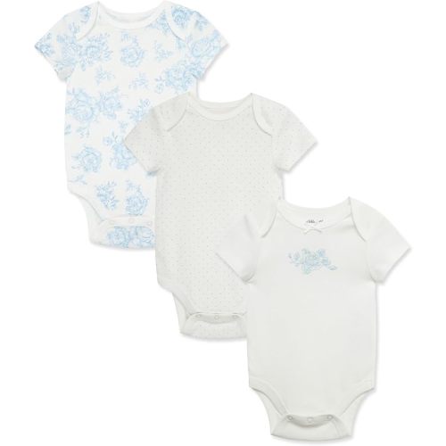 Little Me Clothes for Baby Girls’ 3-Pack 100% Cotton Bodysuits with Full Snap Closures, Baby Essentials, Newborn to 9 Months