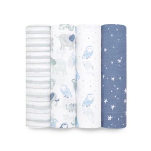 Baby Boys Printed Swaddle Blankets, Pack of 4