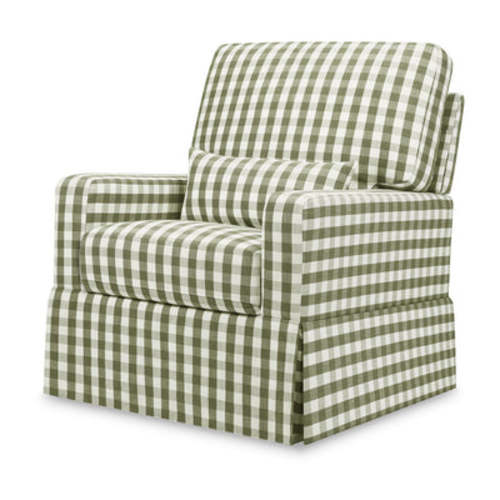 Crawford Pillowback Comfort Swivel Glider - Moss Green Gingham