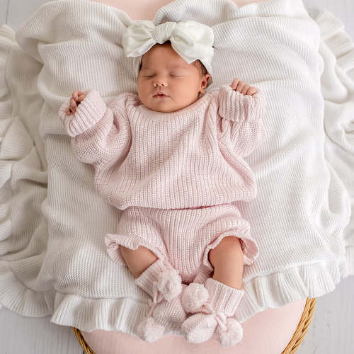 Blush Pink Oversized Cotton Knit Jumper - Size 000