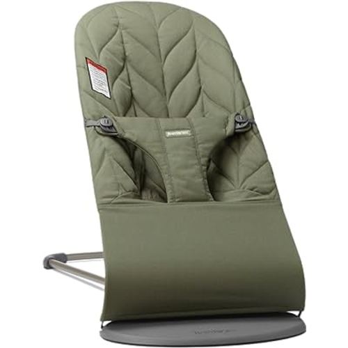 BabyBjörn Bouncer Bliss, Dark Green, Woven, Petal Quilt | 2-in-1 Adjustable Baby Bouncer Seat and Toddler Chair, Newborn to Toddler (8-29 lbs), 4 Positions, Lightweight & Portable