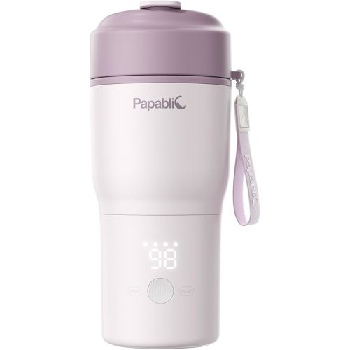 Papablic Portable Bottle Warmer – Fast Heating Baby Bottle Warmer on The Go with Sterilization, Wide Mouth & Smart Temperature Control, Car & Outdoor Feeding, Spodumene Purple