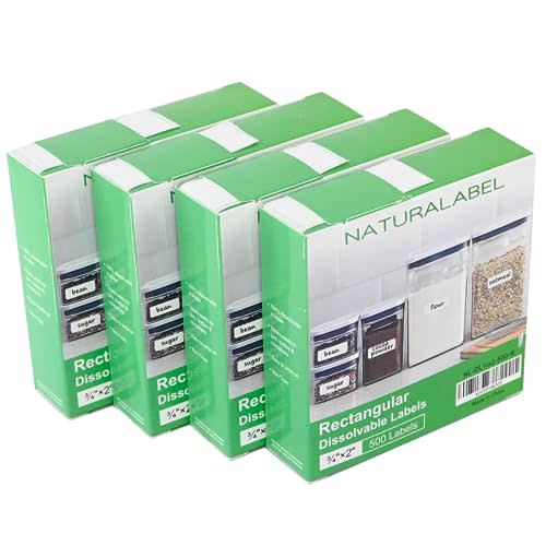NATURALABEL 2000 PCS Blank Dissolvable Food Labels with Dispensers - No Residue, for Meal Prep & Food Storage Containers (3/4" x 2")