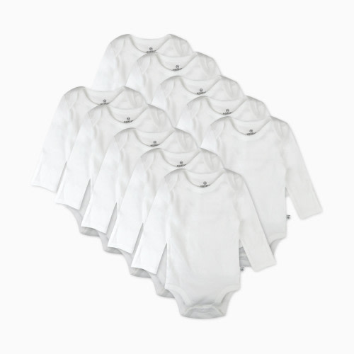 Honest Baby Clothing 10-Pack Organic Cotton Long Sleeve Bodysuits - Bright White, 0-3 M, 10