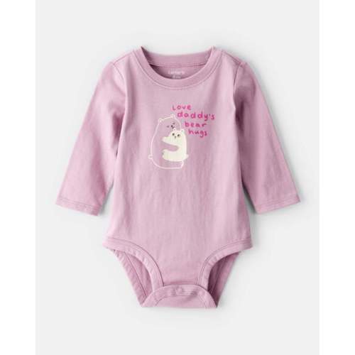 Baby Girl Bear Hugs Long-Sleeve Graphic Bodysuit - Pink | Carter's