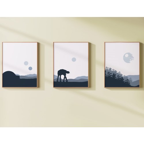 Minimalist Star Wars Print Set: Navy Trilogy, Tatooine, Endor, Hoth (Digital Download)