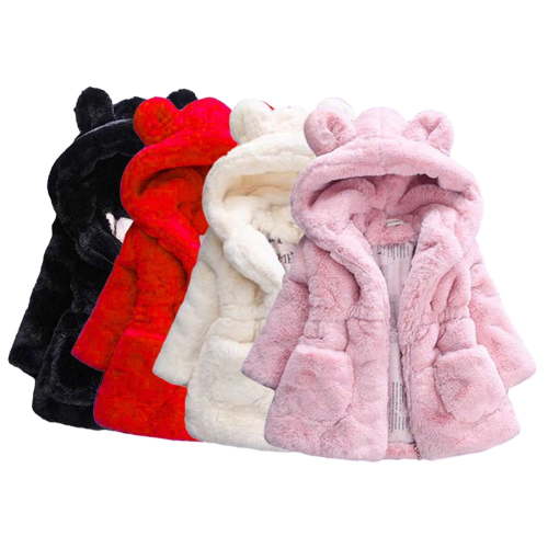 Esaierr Kids Baby Girls Fleece Jacket for 9M - 8Y Ears Hooded Cotton Coats Fall Winter Thickening Snowsuit Solid Color Short Cotton Outerwear