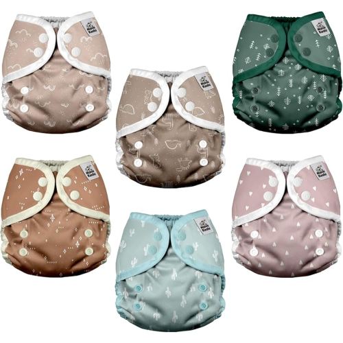 Mama Koala Reusable Adjustable Cloth Diaper Covers with Double Gusset for Girls and Boys, Snap Closure, Size S (Simply Neautrals)