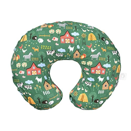 Boppy Nursing Pillow Cover, Green Farm, Cotton Blend, Fits The Original Support for Breastfeeding, Bottle Feeding and Bonding, Cover Only, Sold Separately