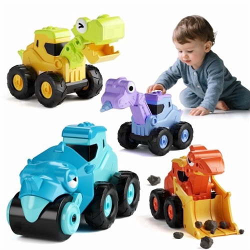Dimoarch, Dinosaur Construction Trucks Toys, Multicolor, 4-Pack