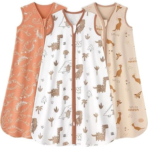 Yoofoss Baby Sleep Sack 6-12 Months 0.5 Tog Wearable Blanket for Baby, 3 Pack 100% Organic Cotton Infant Toddler Sleeping Sack 2-Way Zipper Lightweight Sleep Sack