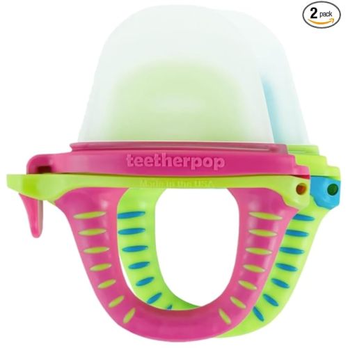 Fillable Freezer Teethers for Babies – Made in USA Teething Pacifier | Breastmilk Popsicle Teether Feeder with Spill-Proof Sippy Slits for Liquids & Purées. Baby Teething Toys Cooling Relief