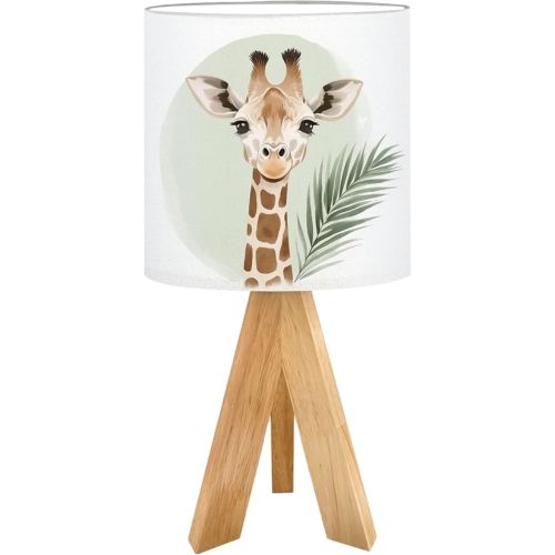Tripod Table Lamp Jungle Safari Cute Giraffe Animal Toddlers Boy Girls Kids Room Bedside Lamps Small Lamp Nightstand Lamp with Linen Lampshade Table Lamps for Bedroom Livingroom Nursery