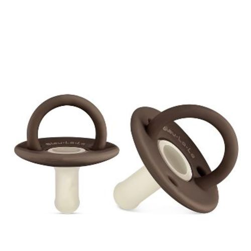 Lulubabe Halo Teething Pacifier - Set of Soft Silicone Two Tone Paci with Teething Handle for Baby's and Toddlers - Mocha + Tan, Stage 2: 6-24m