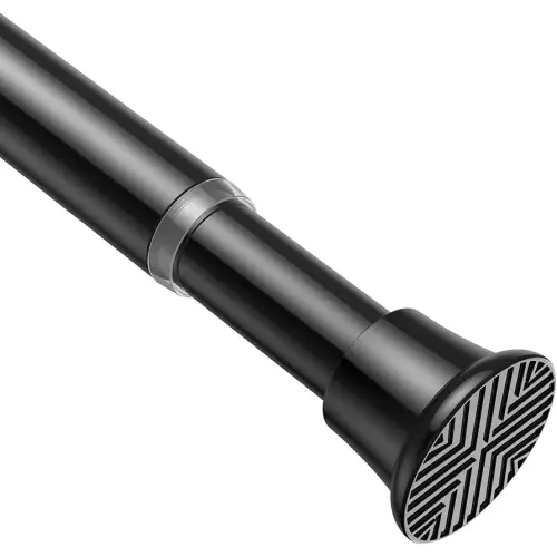 AIZESI Tension Rod 24 to 46 Inch, 1Pcs Black Tension Curtain Rod, Adjustable Spring Tension Rod No Drilling for window，kitchen，closet，doorway