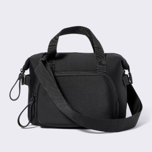 Insulated Bottle Cooler Shoulder Diaper Bag - Black Solid - Cloud Island™