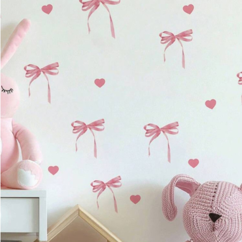 1/6/12 Sheets Pink Bow Wall Stickers Light Pink Bow Knot Wall Decals Watercolor Room Mural Stickers For Girls Party Home Nursery, 7.87 X 11.81 Inch