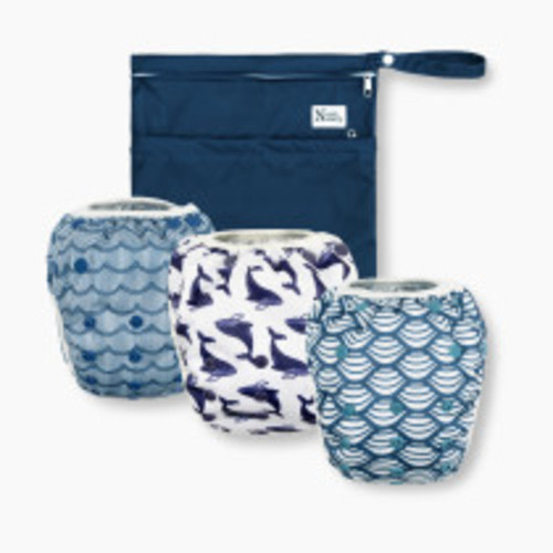 Nora's Nursery Reusable Swim Diapers and Wet Bag - One Size Fully Adjustable - Big Splash Unisex 3 Pack with Wet Bag