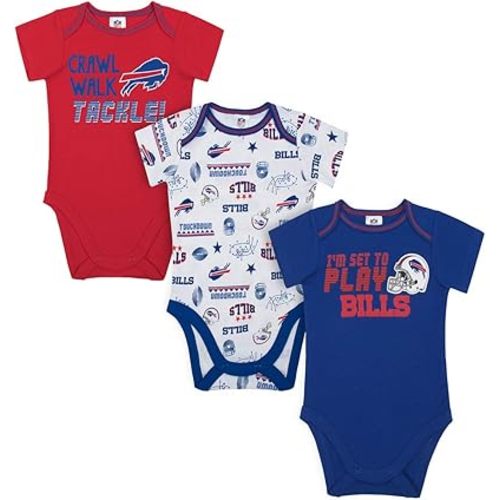 Gerber NFL unisex-baby Nfl Team 3 Pack Short Sleeve Onesie Bodysuit