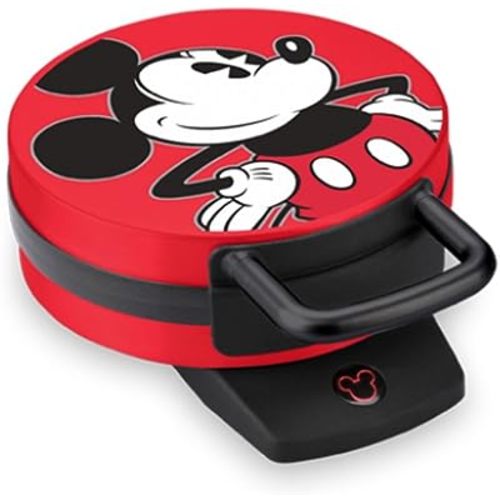 Disney Mickey Mouse Waffle Maker by Select Brands, Nonstick, 800 Watts, Red