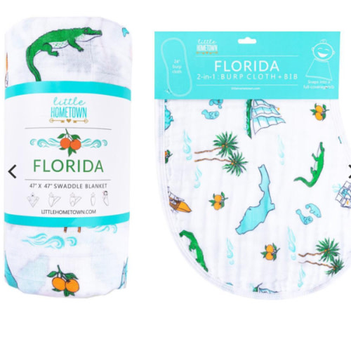 Gift Set: Florida Baby Muslin Swaddle & Burp Cloth – Little Hometown
