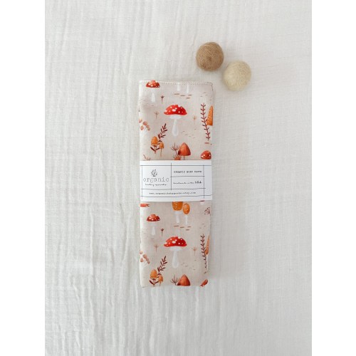 Organic Burp Cloths|Baby Burp Rag|Baby Shower Gift|Autumn Mushroom|