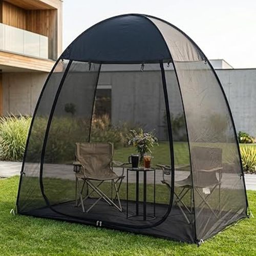 Alvantor® Pop Up Screen House Tent, Snap-fit Mesh Screen Gazebo with Peaked Roof, Portable Screen Room Canopy Shelter with Sandbags for Camping, Backyard, Picnic