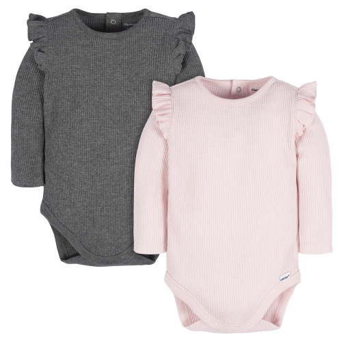 Gerber Baby Girl Long Sleeve Onesies Bodysuits, 2-Pack, Newborn - 12M