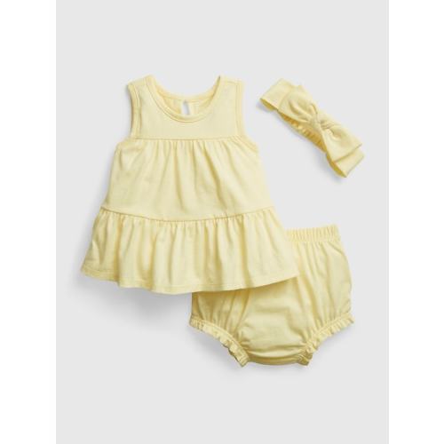 Baby Peplum 3-Piece Outfit Set in yellow glow