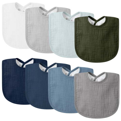 VOMARHUG Baby Muslin Bibs for Boys Girls,Organic Muslin Baby Bib for Drooling and Teething, 8 Pack Soft Bandana Drool Bibs