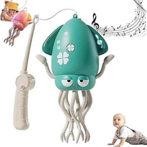 Electric Dancing Octopus Toy, Automatic Swing Magic Obstacle Avoidanceoctopus, Crawling Dancing Automatic Obstacle Avoidance Octopus Sensor Toy with LED & Music(Pink Fishing Rod)