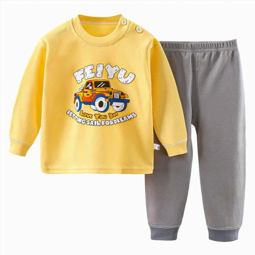 HCNTES Toddler Baby Boy Clothes Crewneck Fall Boy Winter Outfits Sweatshirt Long Sleeve Pants Clothes Set(3-6 Months,Yellow##5)