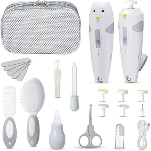 Lictin Baby Grooming Kit, 25 in 1 Baby Electric Nail Trimmer Set, Safe Baby Nail File with Auto Light, Baby Nail Kit Newborn Nursery Healthcare Kit, Portable Baby Care Kit for Infant Toddlers Boys Girls, Baby Registry Shower Gift