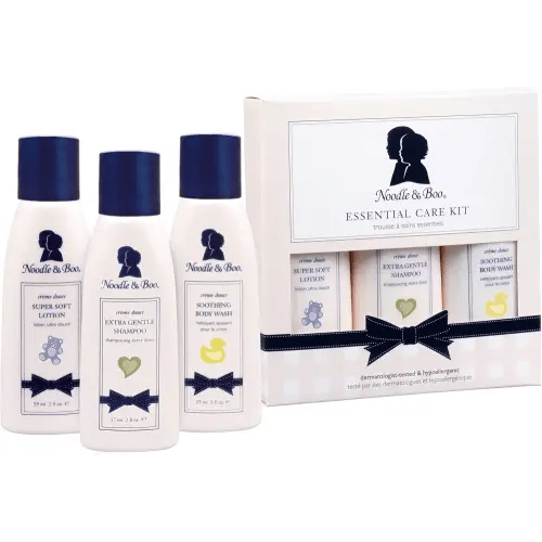 Noodle & Boo Essential Care 3 Piece Kit Super Soft Baby Lotion, Extra Gentle Shampoo and Soothing Body Wash, 2 Oz of each