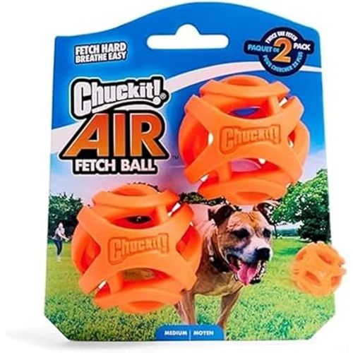 Chuckit! Air Fetch Ball Dog Toy, Medium (2.5 Inch Diameter), for dogs 20-60 lbs, Pack of 2