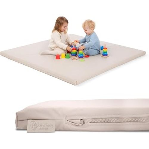 Motherly Haven Thick Baby Play Mat for Playpen - 50” L x 50” W - Beige
