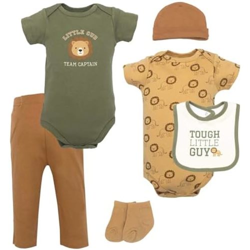 3-6M, Hudson Baby Unisex Baby Cotton Layette Set