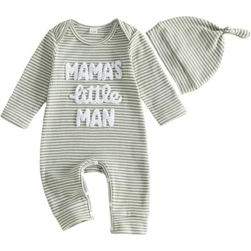 Baby Boy Clothes Newborn Outfit One Piece Romper Letters Bodysuit + Hat