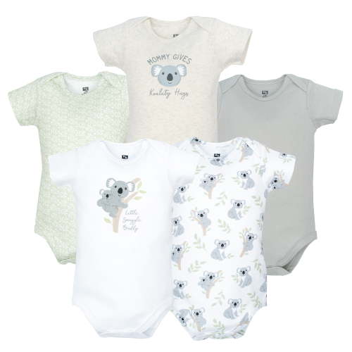 Hudson Baby Infant Cotton Bodysuits 5-Pack, Koala Hugs, 3-6 Months
