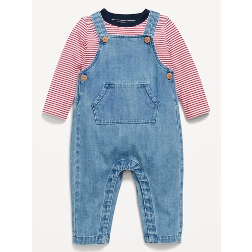 Long-Sleeve T-Shirt and Overalls Set for Baby
