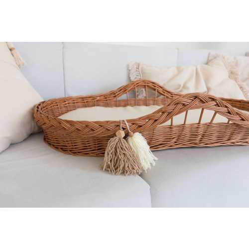 Handwoven Willow Baby Changing Basket with Cotton Sheet