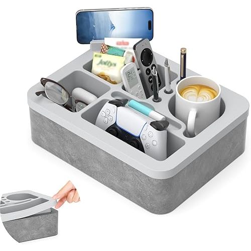 Couch Cup Holder Tray Silicone Couch Cup Holder Pillow Foam Bed Tray Snack Sofa Bed Caddy Organizer Beach Sofa Drink Holder Spill Proof Snack Caddy Removable Sofa Buddy Game Controller Kindle Phone